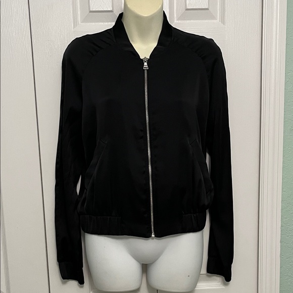 Express Jackets & Blazers - Express Women's Jet Black Bomber Jacket satin small
